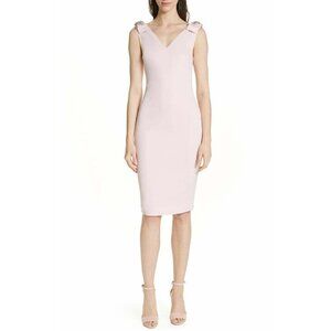 TED BAKER London Belliah Bow Shoulder Body-Con Dress in Dusky Pink Size US 2 NWT